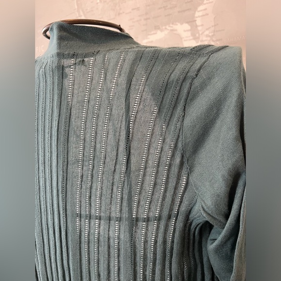 NEW Anthropologie Pollyella Pleated Cardigan by Knitted & Knotted Blue Green XL - Picture 6 of 7